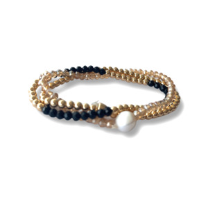 Lkd Classic: Beaded Bracelet Set | Champagne Pearl Black and Gold