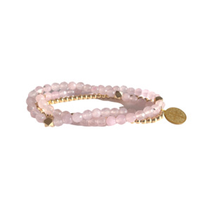 Lkd Classic: Beaded Bracelet Set  | Himalayan Pink and Gold