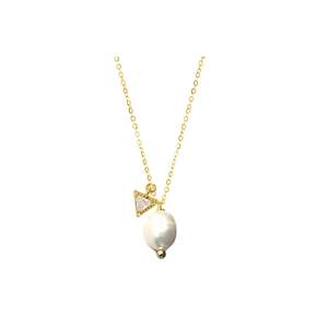 Pearl & Prism Necklace| Gold