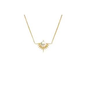 Solar Embrace Necklace| Gold & Pearl