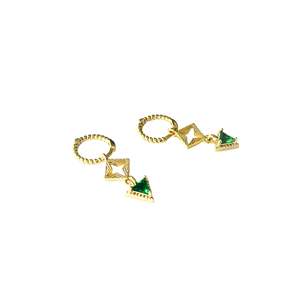 Byzantine Romance - Engraved Sleepers| Gold w Emerald