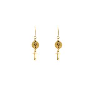 Cross Drop Earrings | Gold