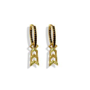 Formation Black Embellished Sleeper Earrings | Gold