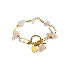 Rose Quartz & Paperclip bracelet | Gold