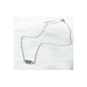 Into The Light: Into the Light- Emerald Baguette Necklace | Silver