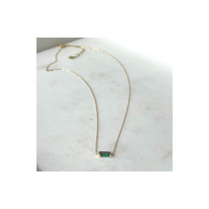 Into the Light- Emerald Baguette Necklace | Gold