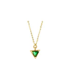 Love By The Sea: Prism Necklace | Gold w Emerald Stone