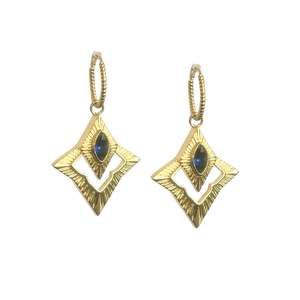 Earrings: Stellada Sleepers | Sapphire & Gold