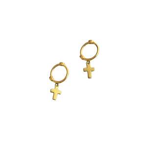 Earrings: Costa Cross Sleepers | Gold