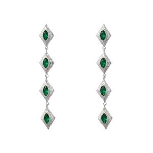 Earrings: Sagrada Single Drop Earrings | Emerald & Silver
