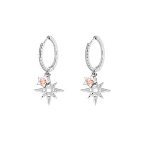LKD Signature Star Hoops w Pink Star | Silver
