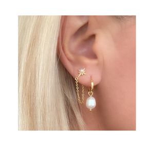 Earrings: Pearl Sleeper & Stud Set| Gold - back soon