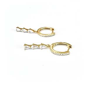 Earrings: Triple Teardrop Sleepers| Gold