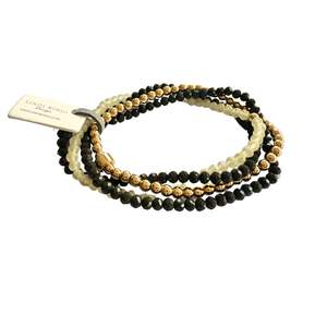 Lkd Classic: Beaded Bracelet Set | Olive, Matte & Gold