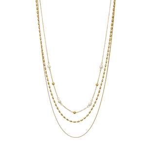 Necklaces: Triple Cascade Necklace| Gold