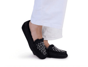 Products: Park Ave Slipper Black Calf Lounge Slipper