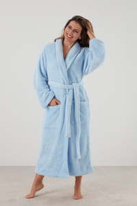 Women's Cosy Robe MANOR LIGHT BLUE - Linen Boutique