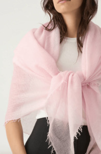 Cloud Cashmere Fringed Scarf Blush Pink