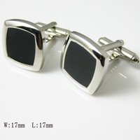 Silver &amp. Black square cufflinks