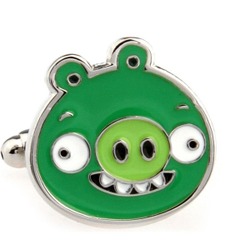 all: Angry bird (green pig) cufflinks