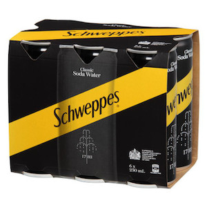 Products: Schweppes Classic Soda Water 250ml (6 Cans)