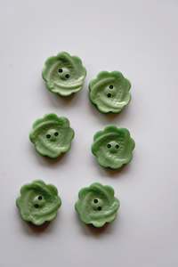 Vintage Buttons - Green Flora Small