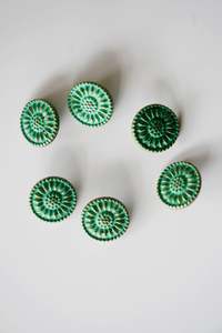 Floral Metal Buttons - Green