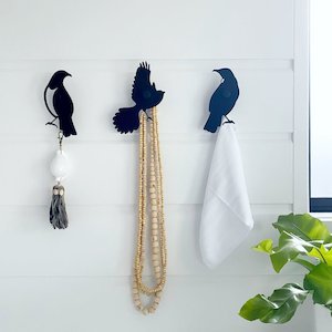 Wall Hooks: Set of 3 NZ Native bird hooks