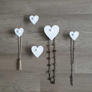 Outdoor Wall hook hearts (set of 5) WHITE