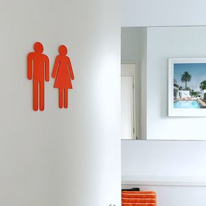Bathroom Symbols: Orange Bathroom Symbols steel (20cm tall)