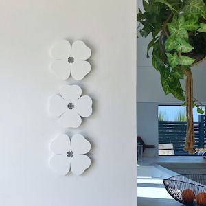 All Wall Art: Four Leaf Clover Wall Decor (Set of 3) White