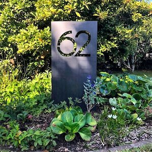 House Numbers: Large inground corten steel custom house number stake