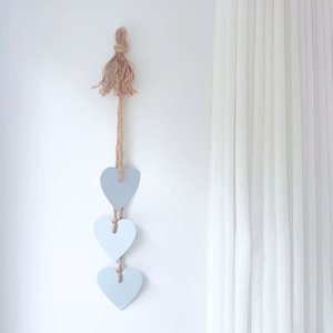 Hearts Wall Hanging, Ice Blue