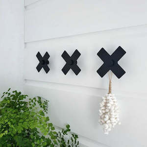 Wall Hooks: outdoor wall hook | cross | black