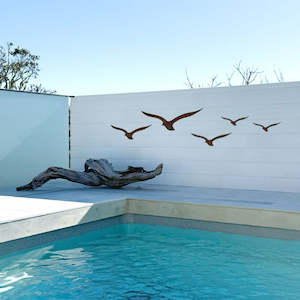 Wall Art: albatross in flight, set of 5 | left facing solid birds | corten steel