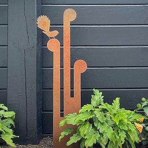 Corten Steel: fantail on korus garden art | corten | large