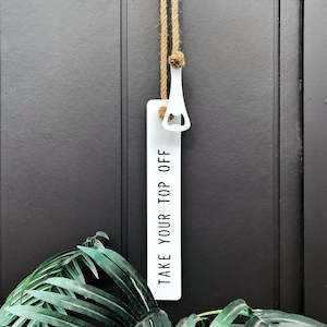 top off bottle opener wall hanging | white