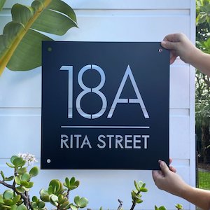 Custom House Numbers Nz Made: large square house number or address sign |  40cm x 40cm | choose your steel type