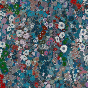 Hollyhocks Winter Velvet Fabric