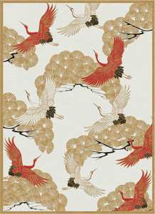 Wendy Morrison Rugs: Cranes in Trees Hand Tufted Rug PRE ORDER