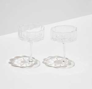 Two Wave Coupe Glasses in Clear