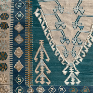 Vintage Rugs: Vintage Turkish Rug Green Woven