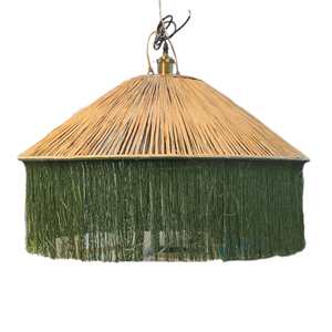 Green Fringed Pandan Pendant Lampshade