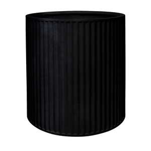 Outdoor Planters: Piako Ribbed Cylinder Planter Large - Black PRE ORDER