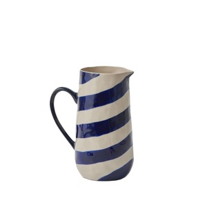 Bar Cart Collection: Cabana Stripe Blue Jug