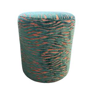 Ottomans: Wild Stripe Tropic Round Ottoman