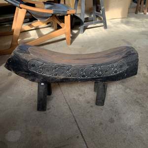 Stools: Teak Carved Canoe Stool