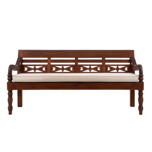 Bench Seats: Carved Teak Bench with Cushion
