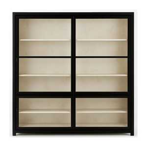 Cabinets: Black Teak Square Glass Cabinet
