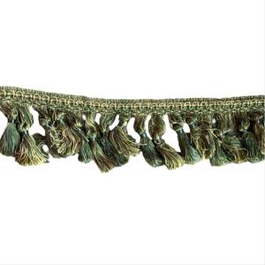 Trims Fringing: Green and Gold Tassel Fringe Trim